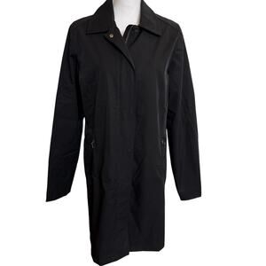 Eddie Bauer Jacket Coat Women's Large Tall No hood Black Rain Trench Jacket